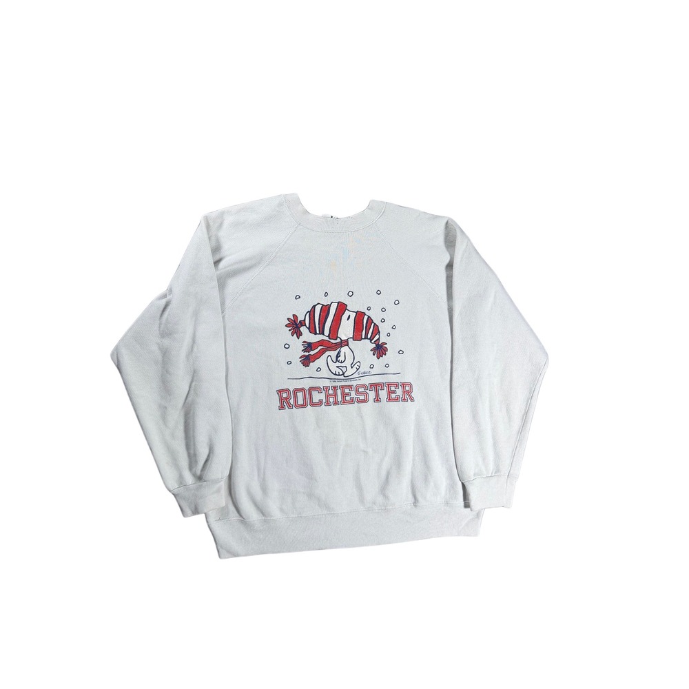 Vintage Artex Snoopy Rochester Sweatshirt Mens Large White Raglan Peanuts 1970s